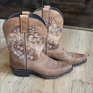 Sonora Maggie Women's Embroidered Western Boots Size 8.5 Caramel Brown GUC